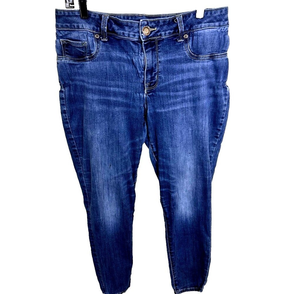 Maurices M Jeans Women's Size L Blue Dark Wash Mid Rise Skinny Stretch